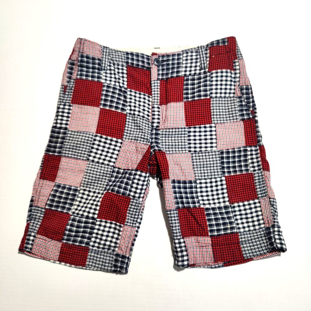 Gap Kids 100% Cotton Madras Patchwork Plaid Shorts Americana 14 Regular